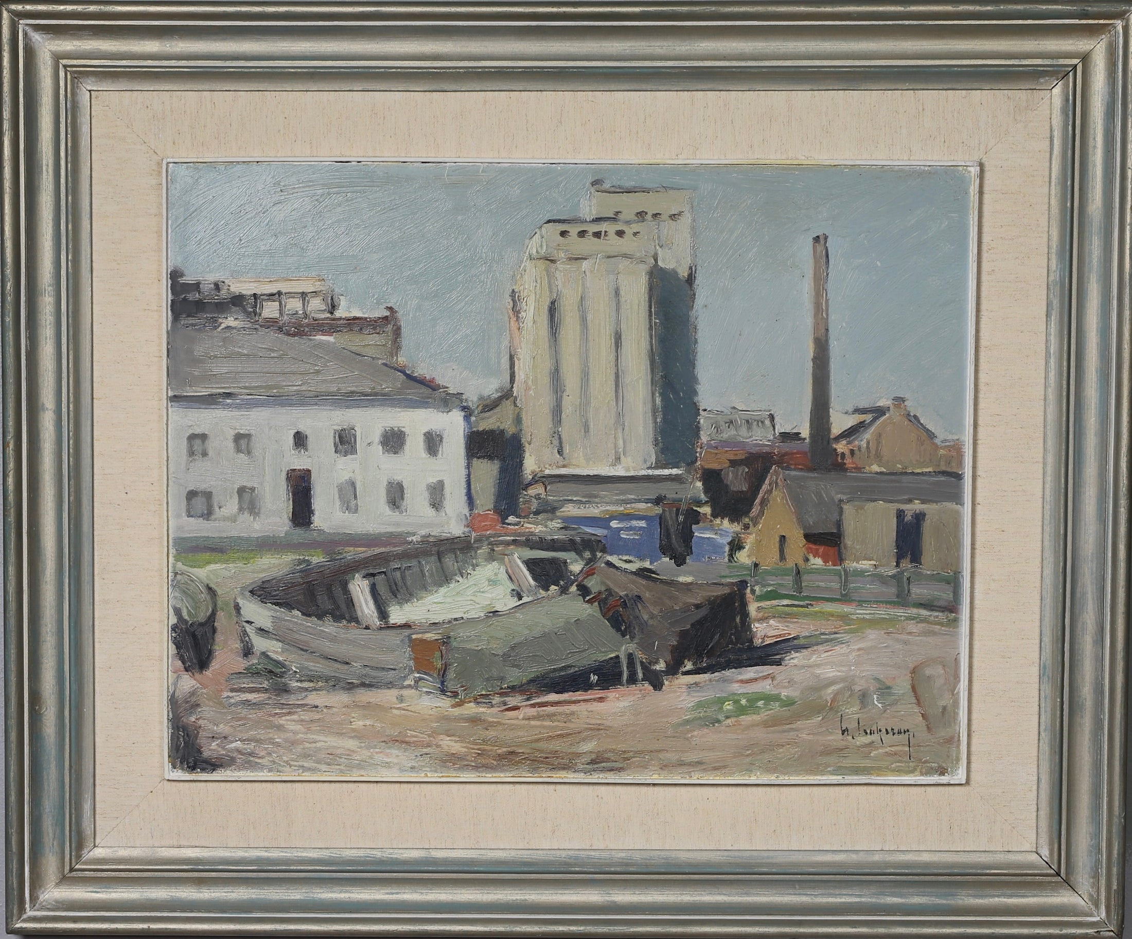 Vintage Mid Century Oil Painting From Sweden by G Isaksson