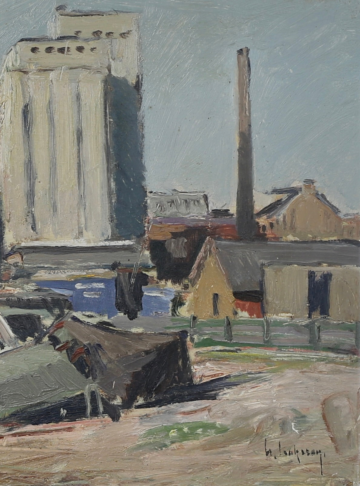 Vintage Mid Century Oil Painting From Sweden by G Isaksson