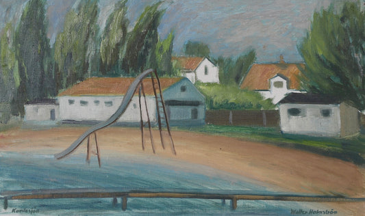 Mid Century Original Vintage Oil Painting from Sweden