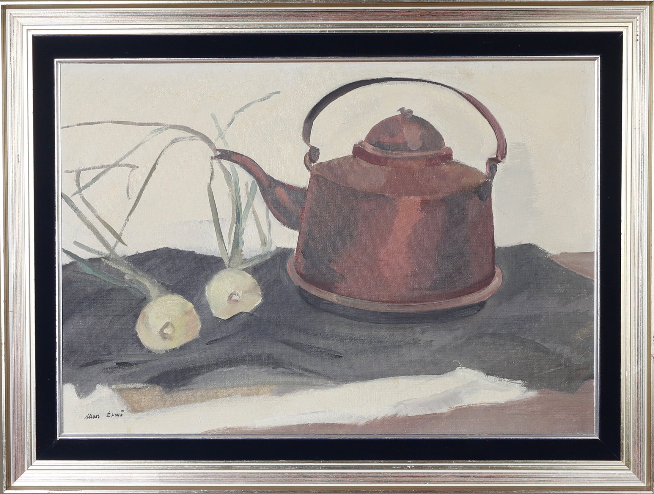 Mid Century Original Still Life Oil Painting From Sweden