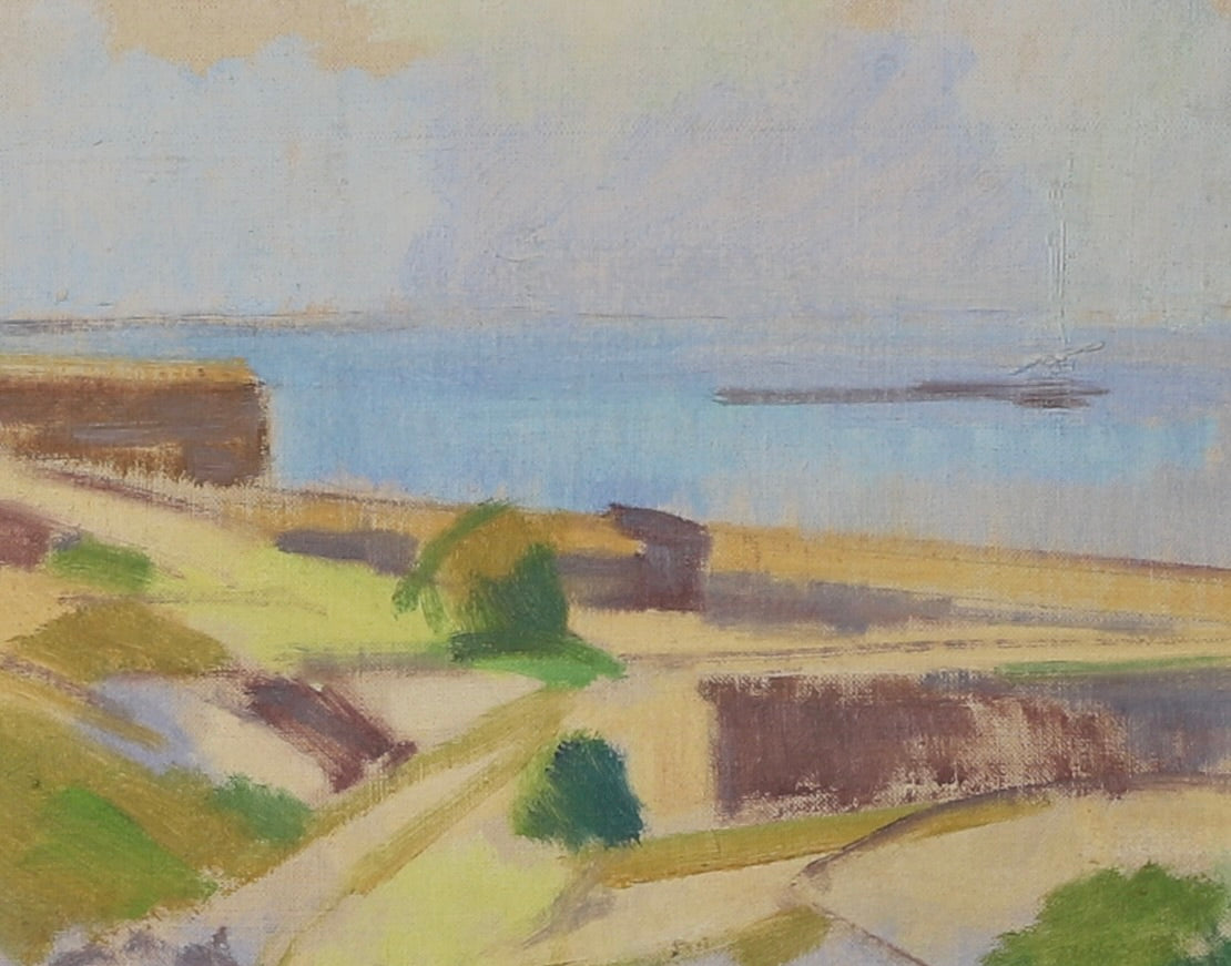 Mid Century Original Coastal Oil Painting From Sweden