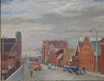 Mid Century Original Cityscape Oil Painting From Sweden