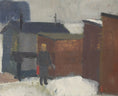 Load image into Gallery viewer, Mid Century Winterscape Oil Painting 1952
