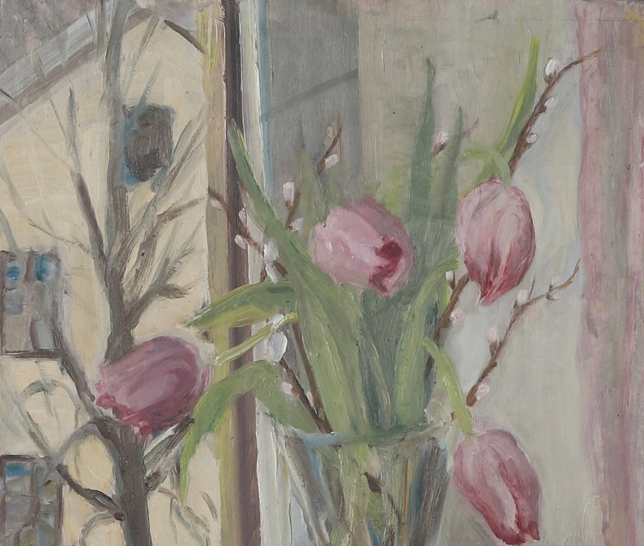 Vintage Art Still Life Mid Century Oil Painting From Sweden