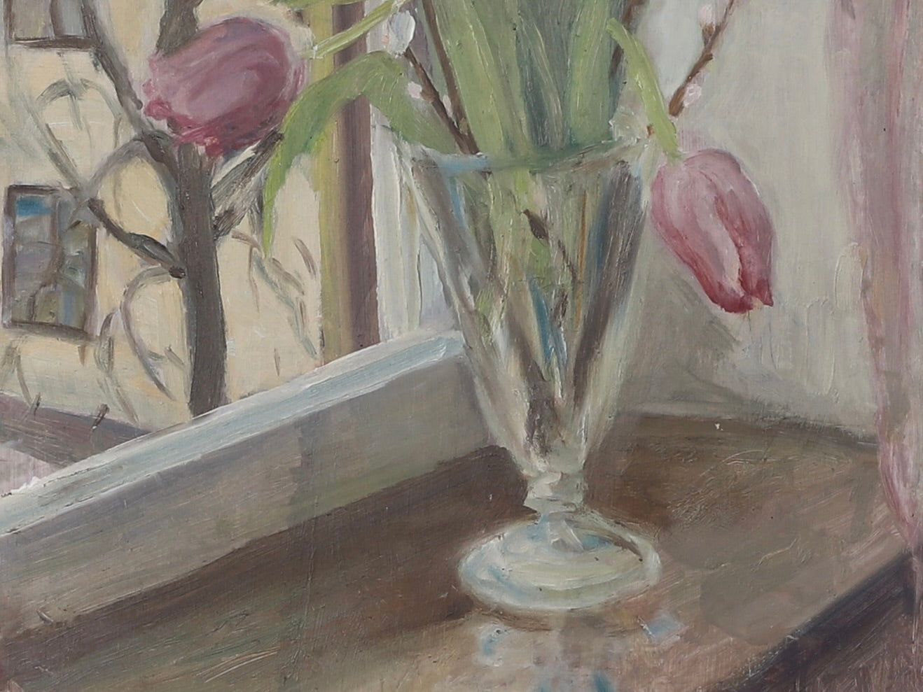 Vintage Art Still Life Mid Century Oil Painting From Sweden