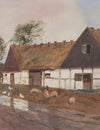 Original Farmhouse Oil Painting Vintage Mid Century From Sweden