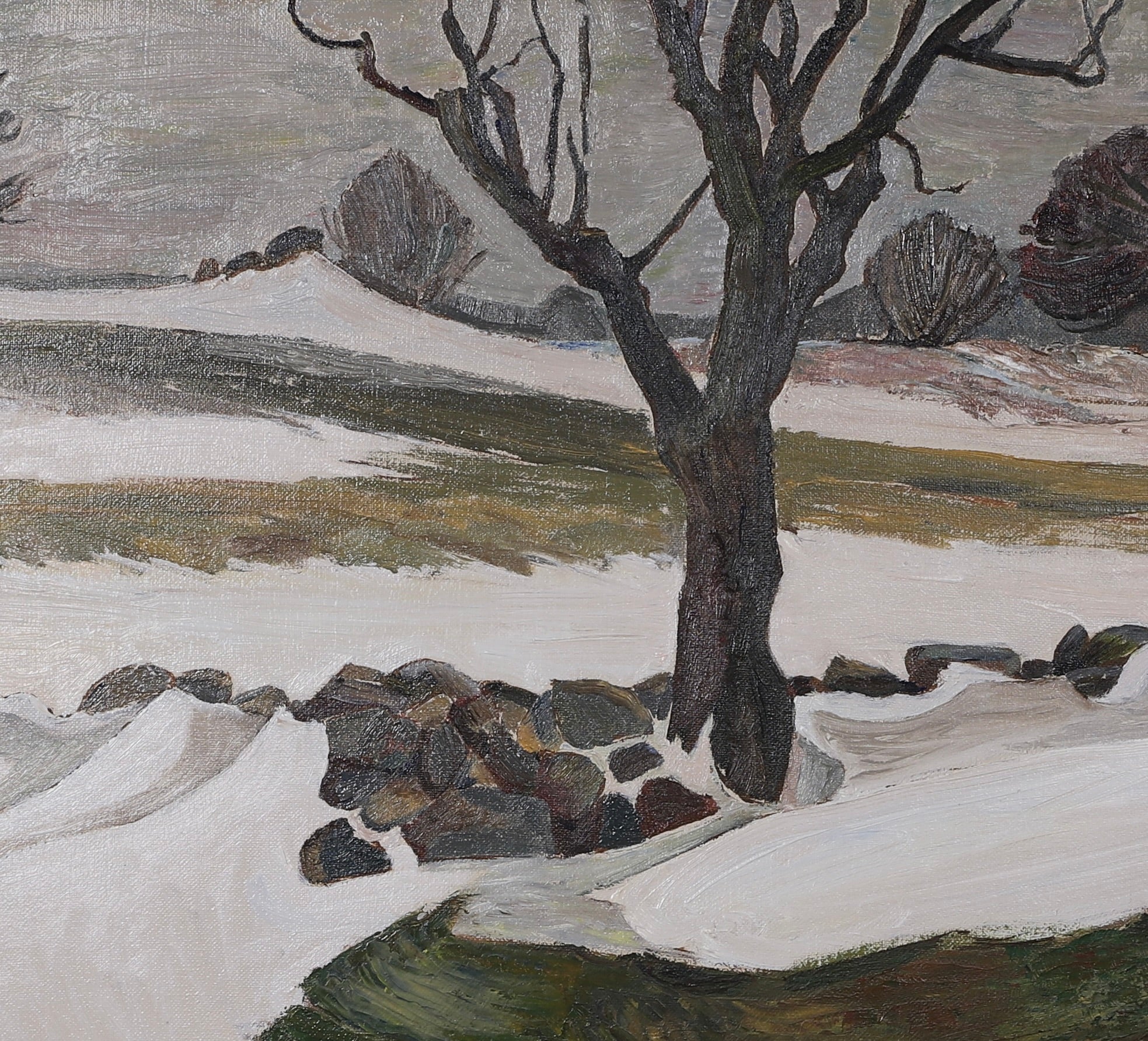 Mid Century Spring Landscape Oil Painting From Sweden