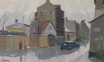 Mid Century Original Cityscape Oil Painting From Sweden By E Skans