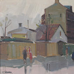 Mid Century Original Cityscape Oil Painting From Sweden By E Skans