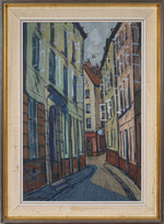 Mid Century Original Cityscape Oil Painting From Sweden