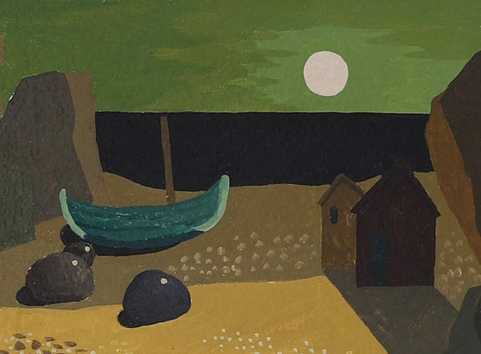 Mid Century Original Coastal Oil Painting From Sweden