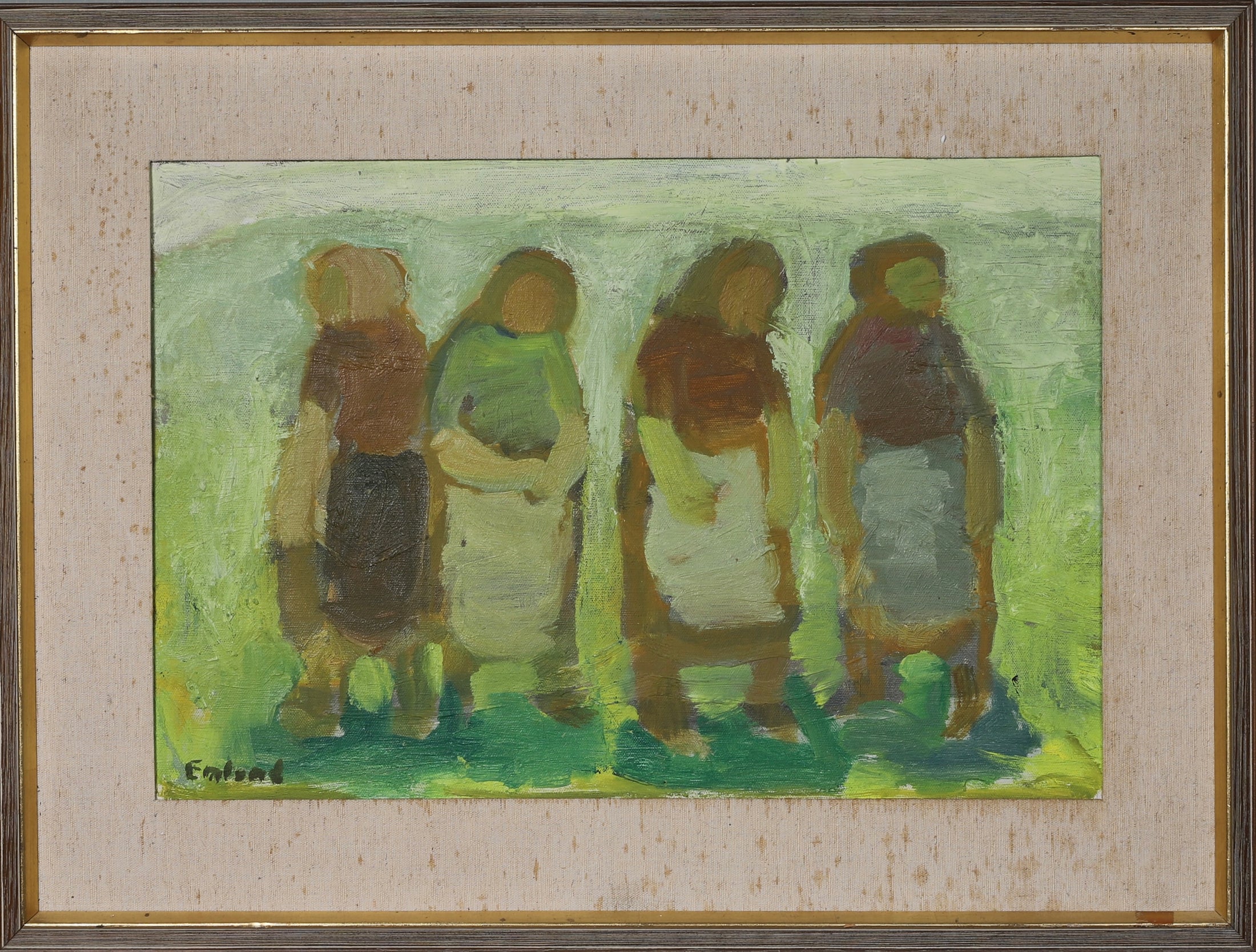 Vintage Mid Century Oil Painting Signed Emland from Sweden