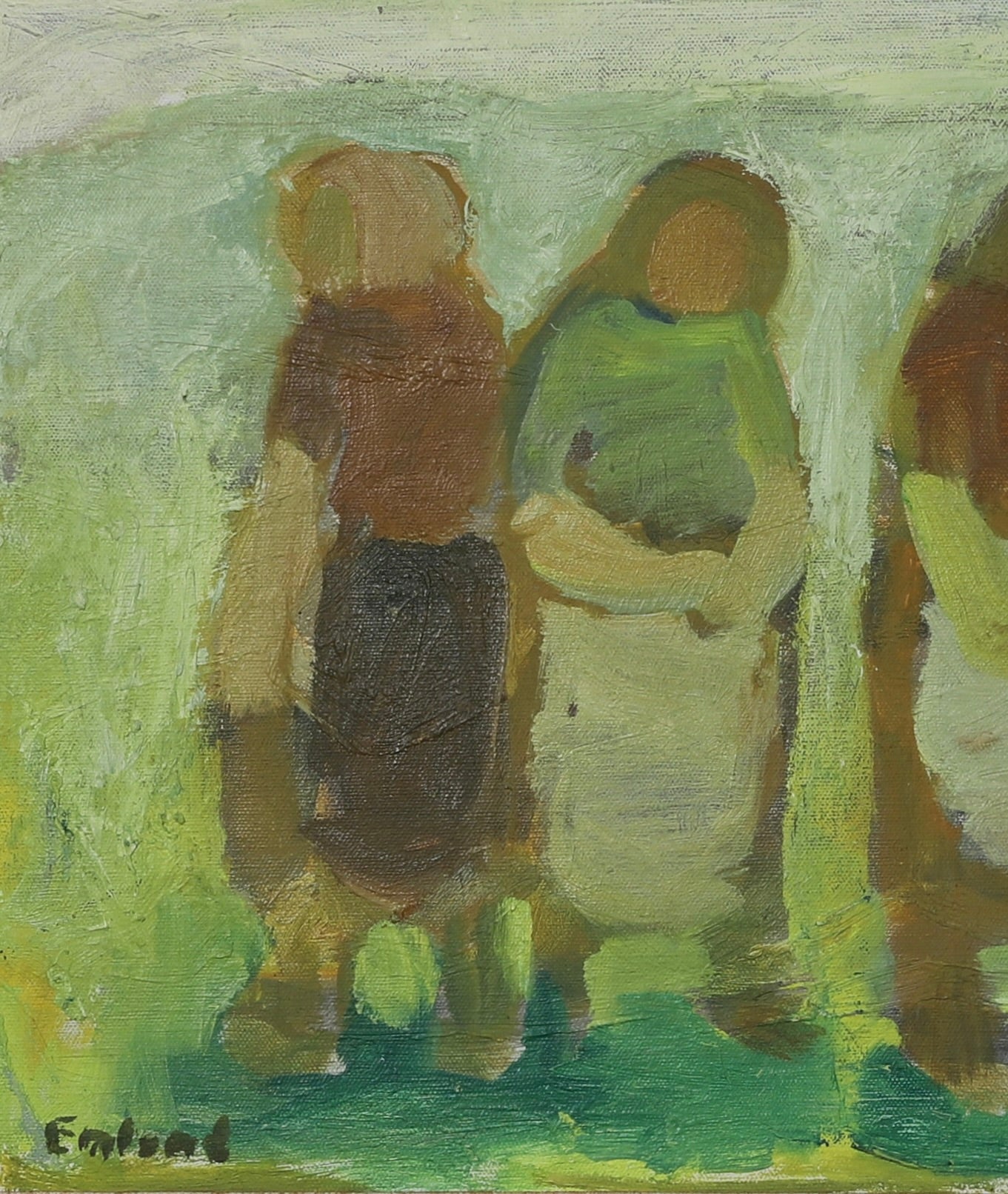 Vintage Mid Century Oil Painting Signed Emland from Sweden