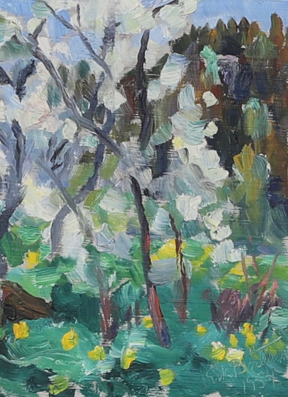 Vintage Art Original Spring Oil Painting From Sweden 1954