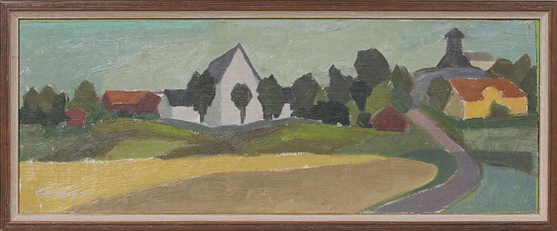 Mid Century Original Vintage Landscape Oil Painting from Sweden