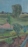 Mid Century Original Vintage Garden Landscape Oil Painting from Sweden