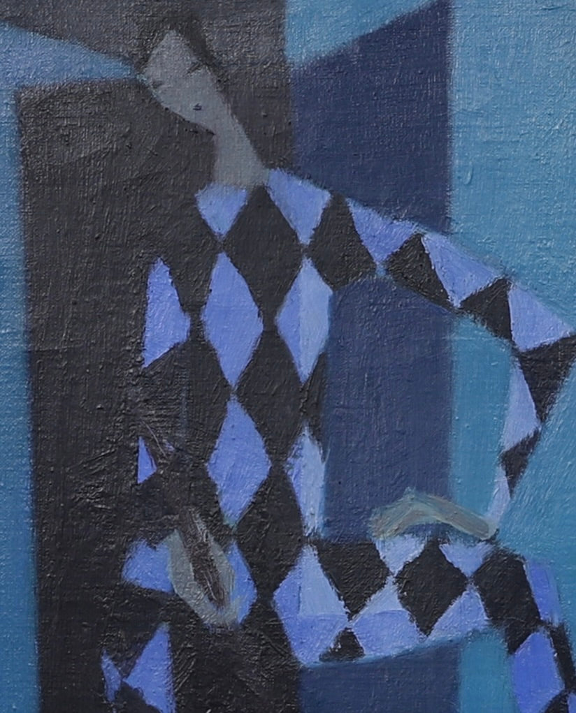 Original Mid Century Portrait Oil Painting From Sweden by F Lundqvist