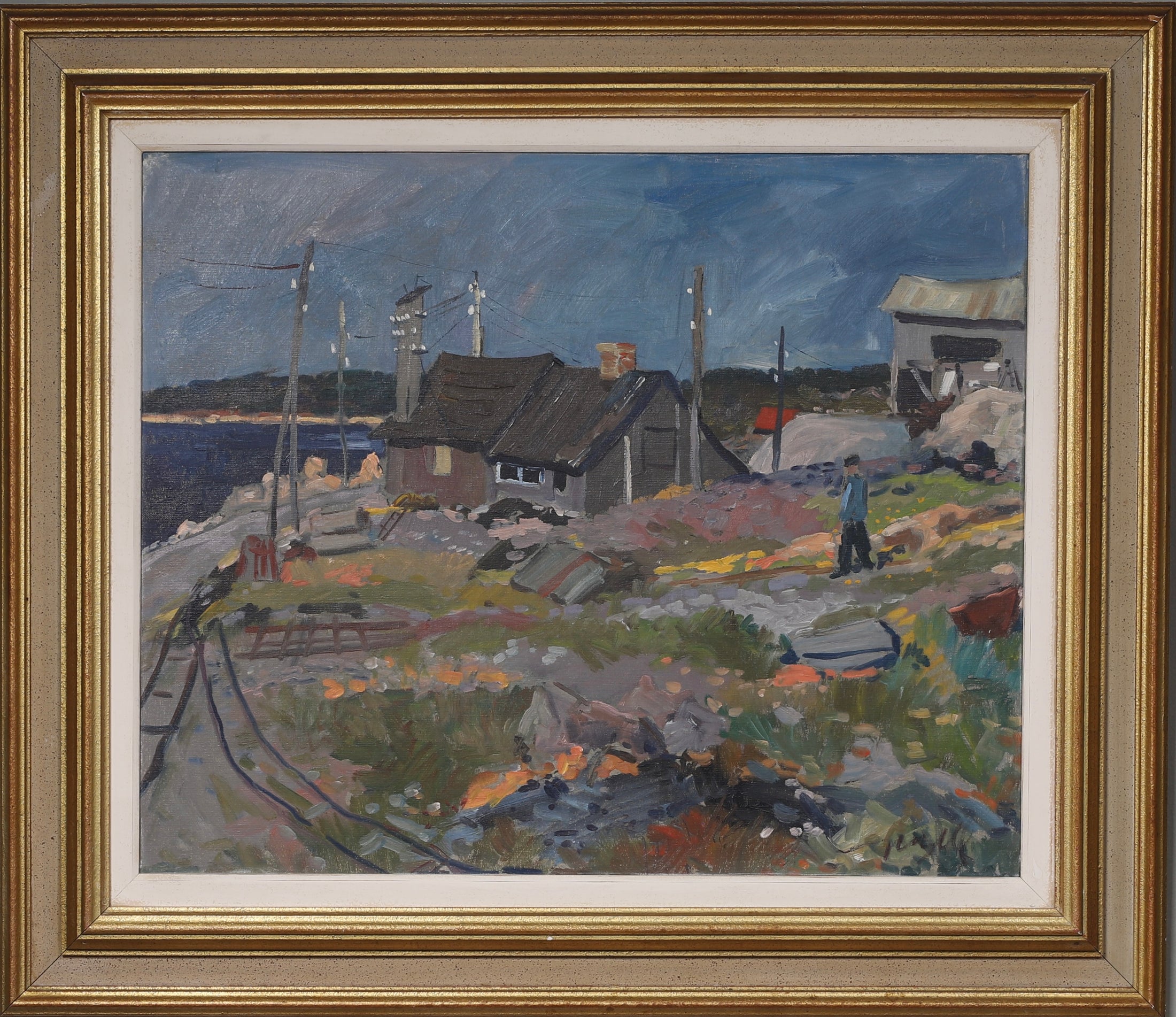 Vinatge Original Coastal Oil Painting From Sweden