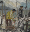 Load image into Gallery viewer, Original Vintage Oil Painting Of Harbor From Sweden by A Wallsten
