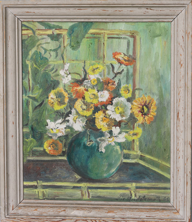 Swedish Vintage Mid Century Art Still Life Oil Painting