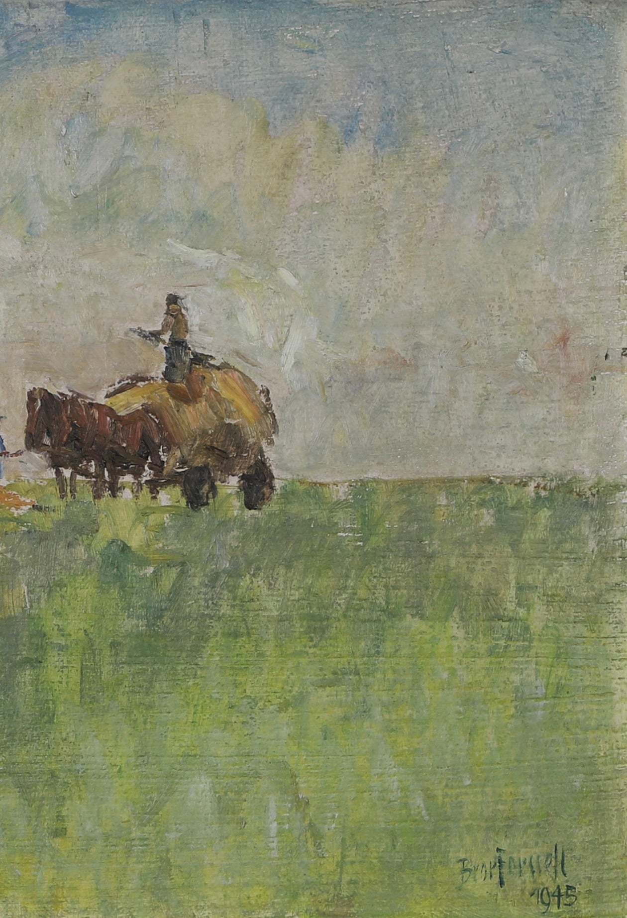 Mid Century Original Landscape Oil Painting From Sweden by B Forsell 1945