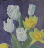 Mid Century Original Still Life Oil Painting of Tulips From Sweden