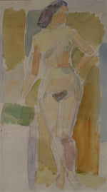Original Mid Century Watercolor Figurative Painting From Sweden