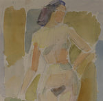 Original Mid Century Watercolor Figurative Painting From Sweden