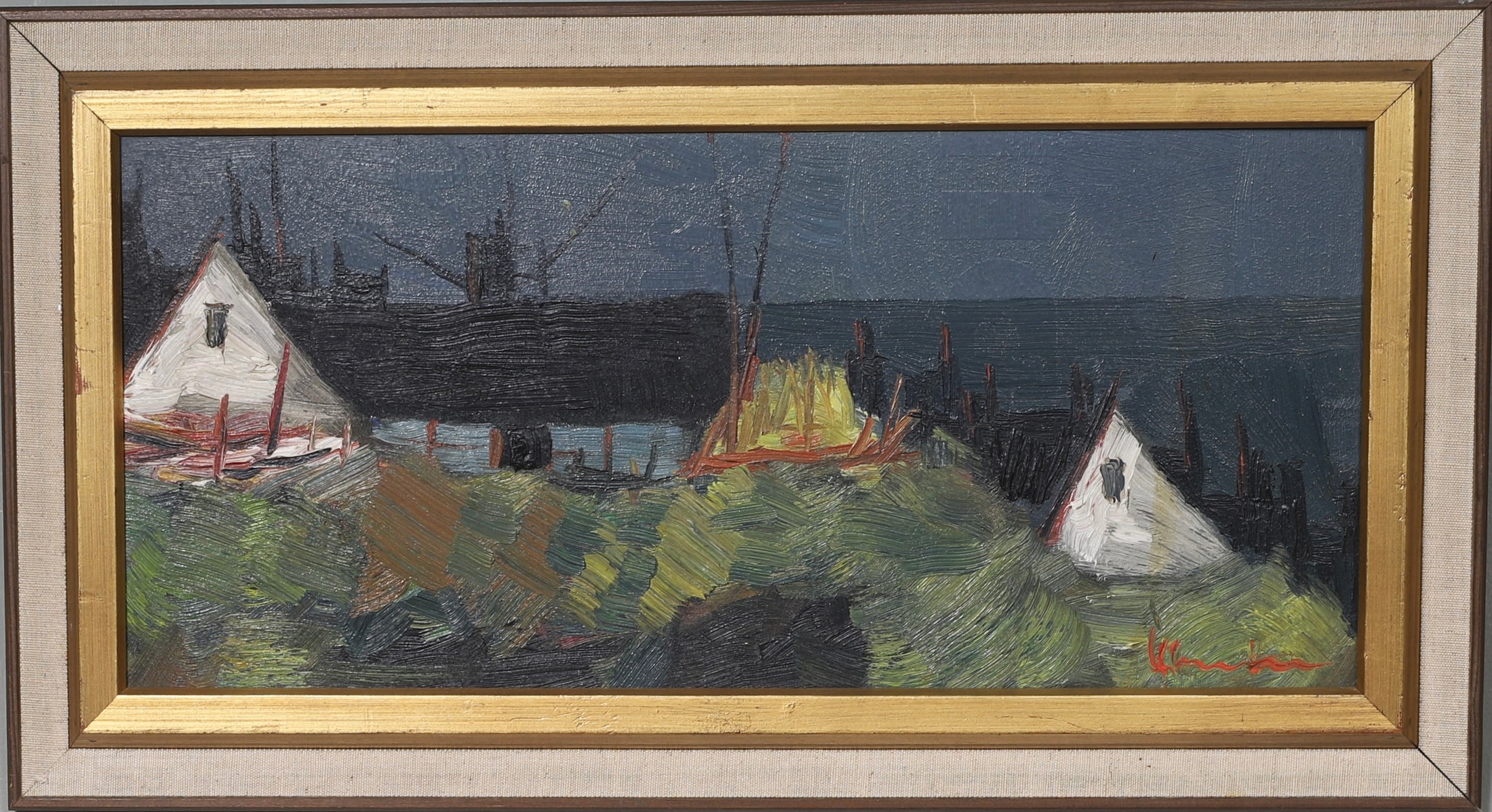 Mid Century Original Oil Painting From Sweden by K Christensen
