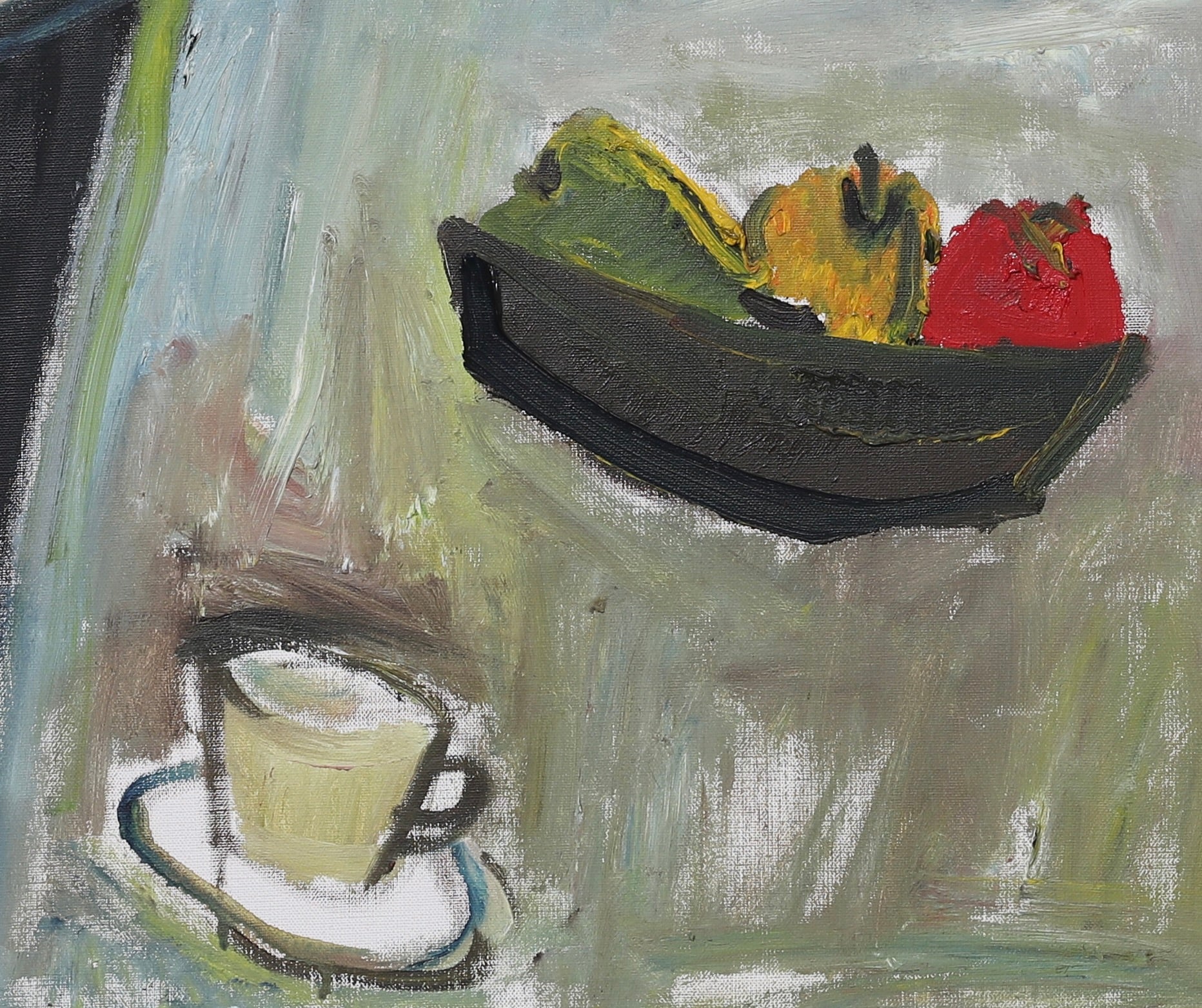 Swedish Mid Century Vintage Art Still Life Oil Painting