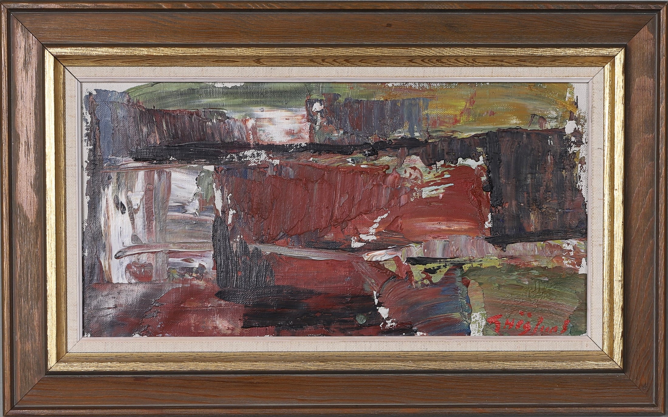 Mid Century Abstract Oil Painting From Sweden 1965