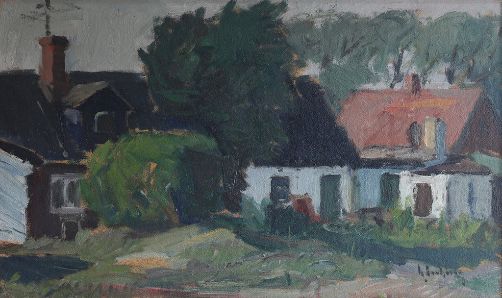 Vintage Mid Century Farmhouse Oil Painting From Sweden by G Isaksson