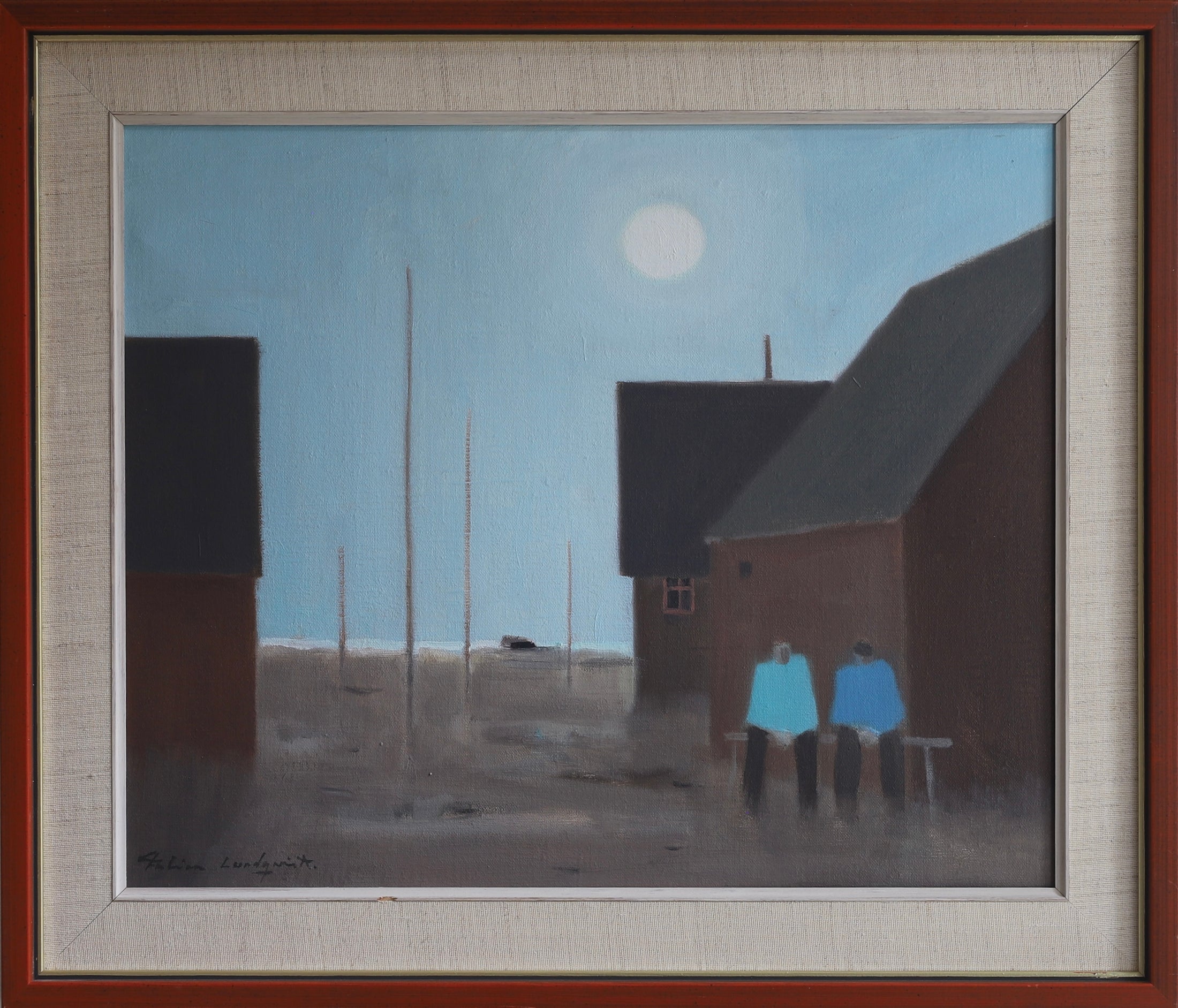 Original Mid Century Oil Painting From Sweden by F Lundqvist