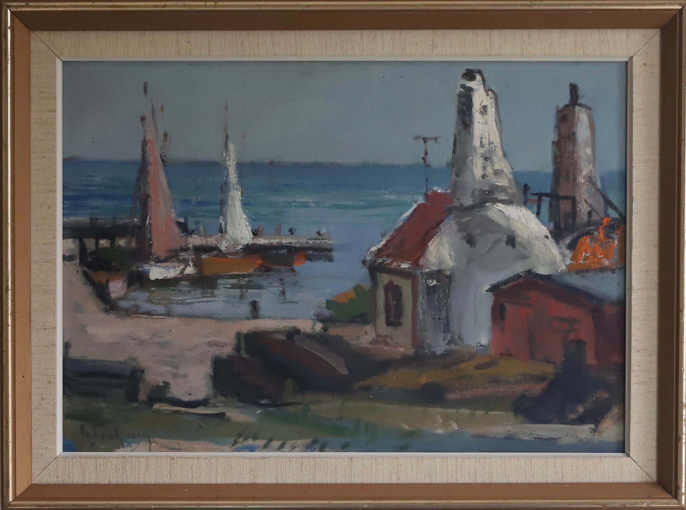 Mid Century Oil Painting From Sweden by G Isaksson