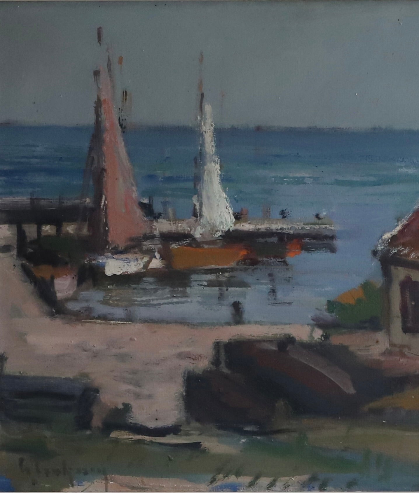 Mid Century Oil Painting From Sweden by G Isaksson