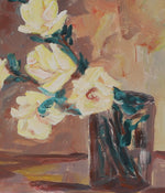 Original Mid Century Still Life Oil Painting Yellow Roses from Sweden