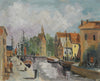 Original Vintage Oil Painting Of Canal from Sweden