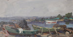Original Coastal Scene Vintage Oil Painting From Sweden