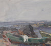 Original Coastal Scene Vintage Oil Painting From Sweden