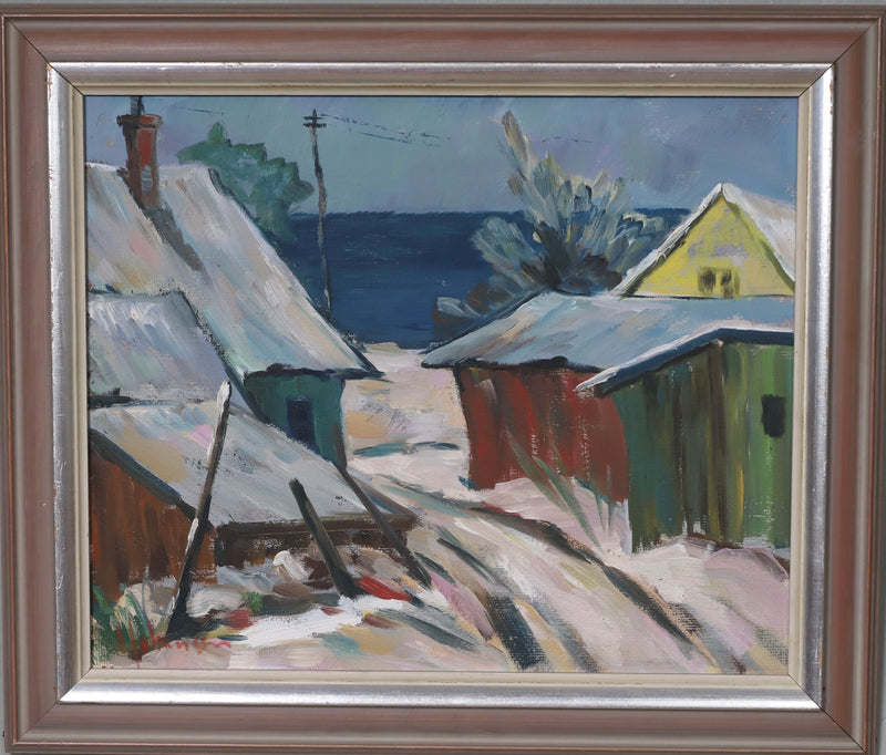 Vintage Original Coastal Oil Painting From Sweden