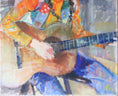Load image into Gallery viewer, Mid Century Original Portrait -The Guitar Player- Oil Painting From Sweden
