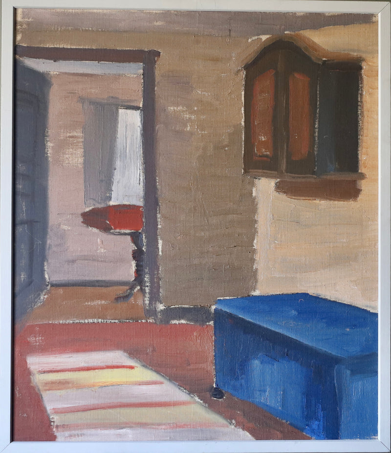 Mid Century Interior Oil Painting From Sweden