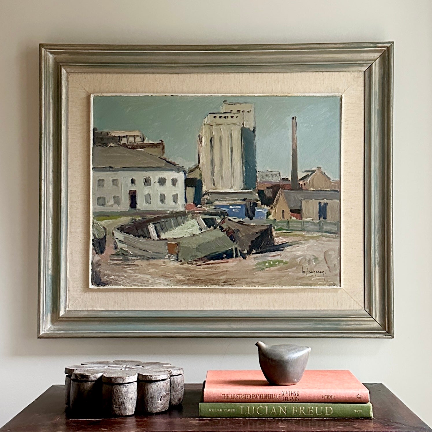 Vintage Mid Century Oil Painting From Sweden by G Isaksson