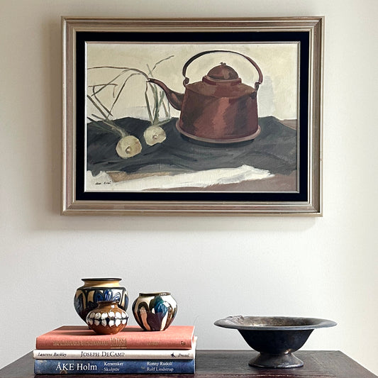 Mid Century Original Still Life Oil Painting From Sweden
