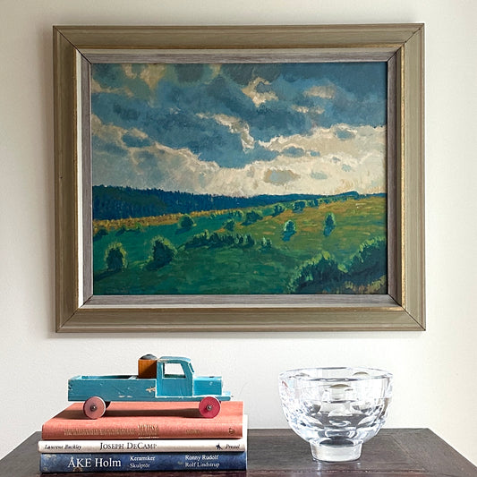 Vintage Art Room Mid Century Original Oil Painting from Sweden