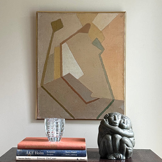 Original Vintage Mid Century Abstract Oil Painting from Sweden