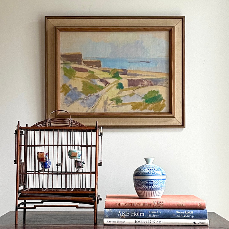 Mid Century Original Coastal Oil Painting From Sweden