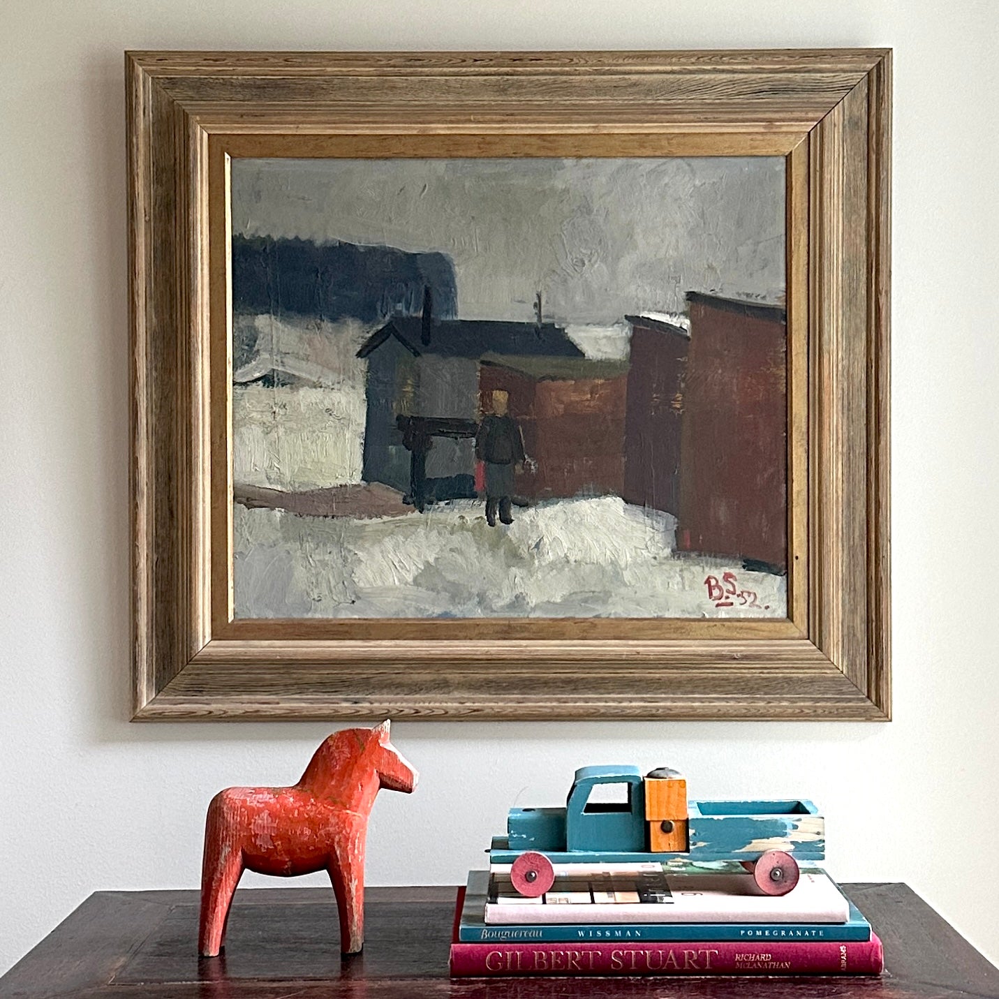 Mid Century Winterscape Oil Painting 1952