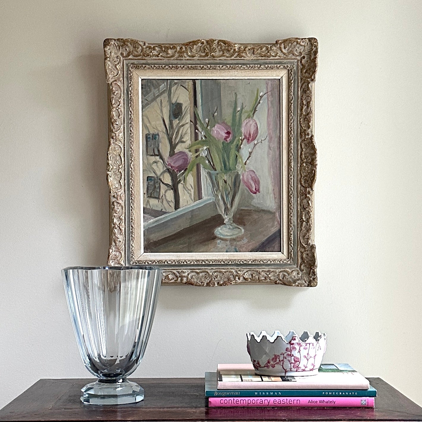 Vintage Art Still Life Mid Century Oil Painting From Sweden