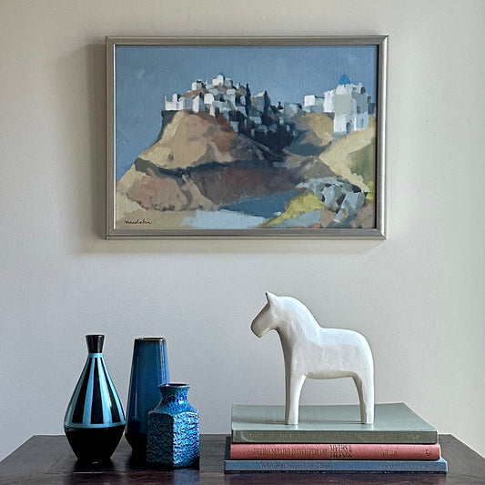 Vintage Art Room Mid Century Original Oil Painting from Sweden